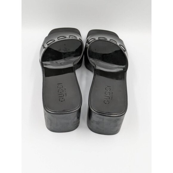 Gucci Logo Embossed Mid-heel Rubber Sandals Black 624730 EU40 - Picture 3 of 11